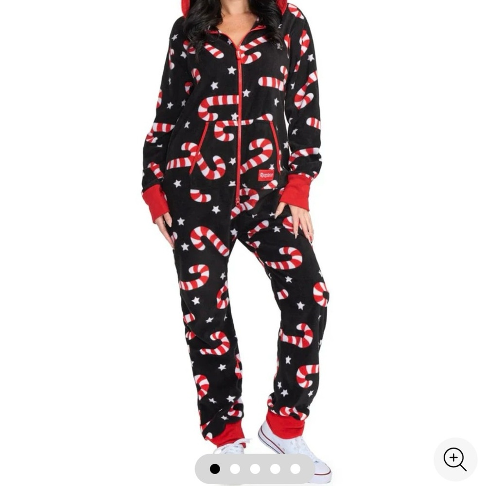 Tipsy Elves Black and Red Candy Cane Lane Onesie
